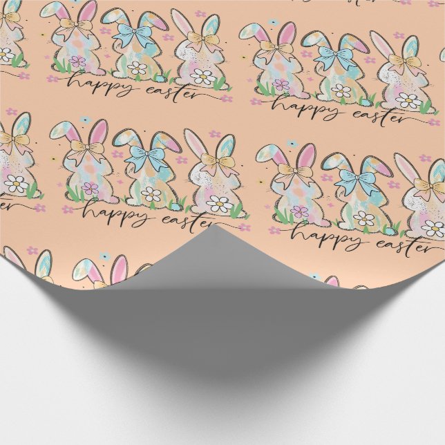 Papier Cadeau Colorful Easter Bunnies with Bows (Coin)