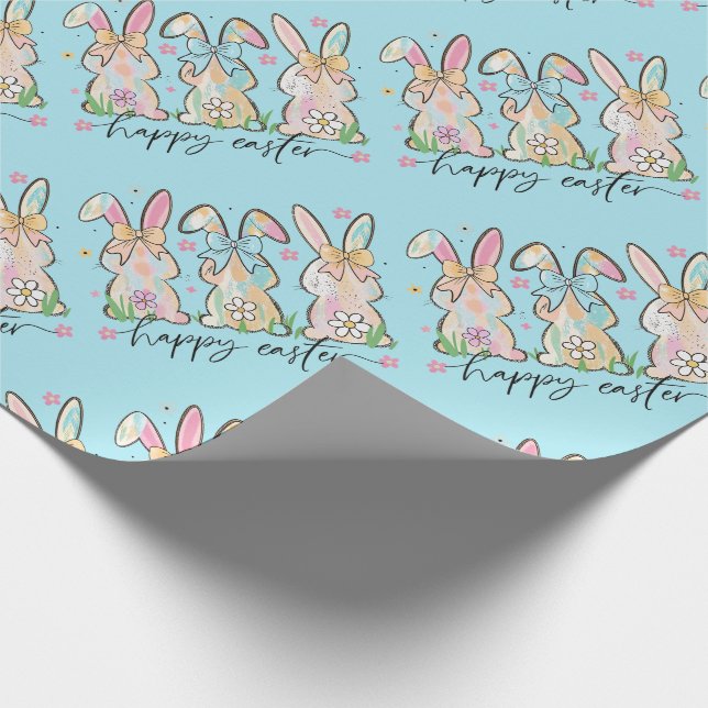 Papier Cadeau Colorful Easter Bunnies with Bows (Coin)