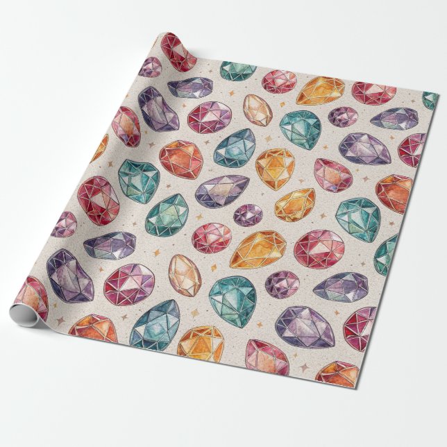 Papier Cadeau Colorful Gemstone Pattern (1) (Déroulé)