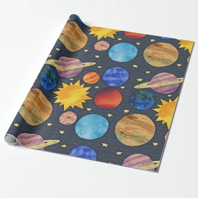 Papier Cadeau Colorful Planets (Déroulé)