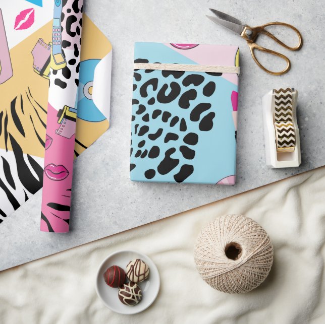 Papier Cadeau Colorful Retro 1990's Nineties Motif (Artisanat)