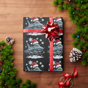 Papier Cadeau Combat d'avion à réaction drôle Noël militaire Fêt