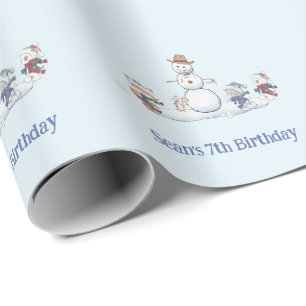 Papier Cadeau Combat de boules de neige personnalisé pour annive