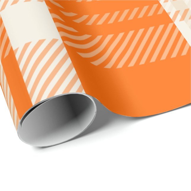 Papier Cadeau Combinaison de couleurs orange et crème unique et  (Coin rond)