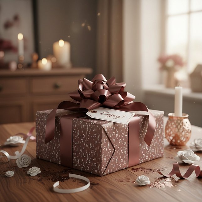 Papier Cadeau Comédie musicale blanche avec couleur de fond pers (Créateur téléchargé)