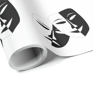 Papier Cadeau Comédie Tragédie Black and White Theatre Mask Wrap