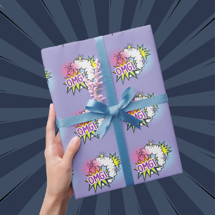 Papier Cadeau Comique thème de livre OMG drôle