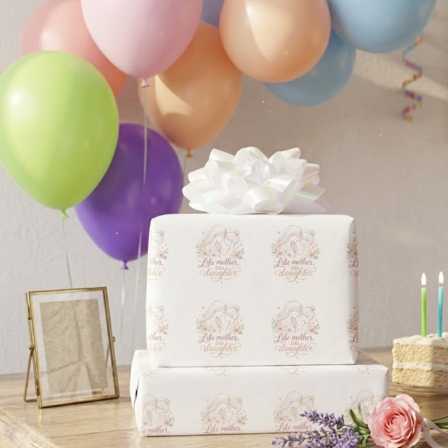 Papier Cadeau Comme mère, comme fille - Papillon floral minimali (Créateur téléchargé)