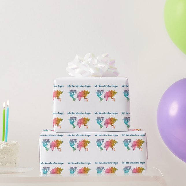 Papier Cadeau Commençons l'aventure dans un monde géométrique co (Cadeaux de fête)