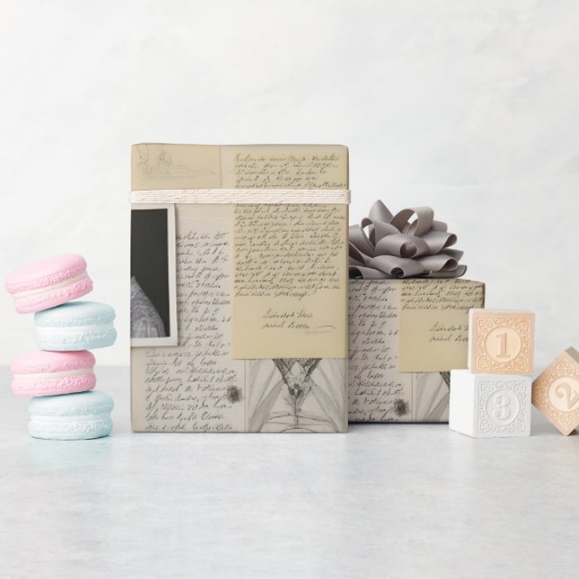 Papier Cadeau Commission d'enquête avec photos et notes (Baby Shower)