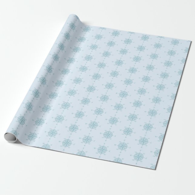 Papier Cadeau Compas de Blue Nautical Sailing (Déroulé)