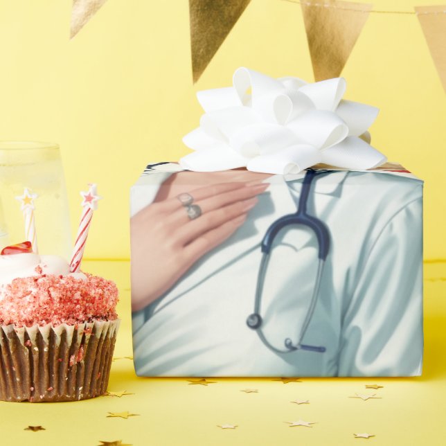 Papier Cadeau Compassionate Nurse – Elegant Floral Art Illustrat (Fête d'anniversaire)