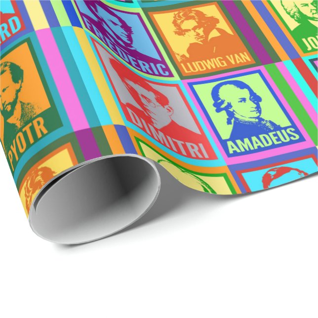 Papier Cadeau Compositeurs de musique classique Pop Art moderne (Coin rond)