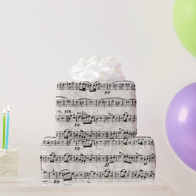 Papier Cadeau Composition De Musique Sur Damask (Cadeaux de fête)