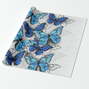 Papier Cadeau Composition des White and Blue Butterflies