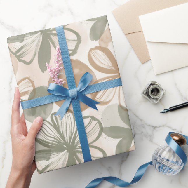 Papier Cadeau Composition florale abstraite à la gouache (Cadeaux)