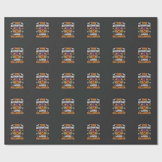 Papier Cadeau Comptable Aime Halloween Citrouille Comptable Desi (Plat)