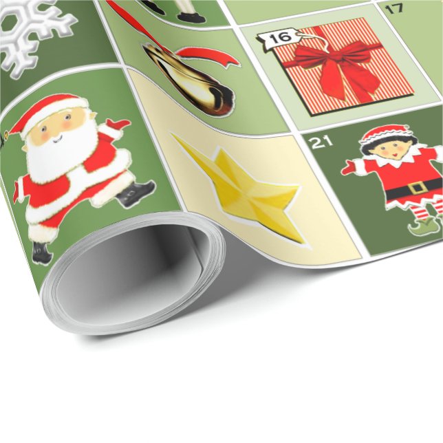 Papier Cadeau Compte à rebours de Noël créatif (Coin rond)