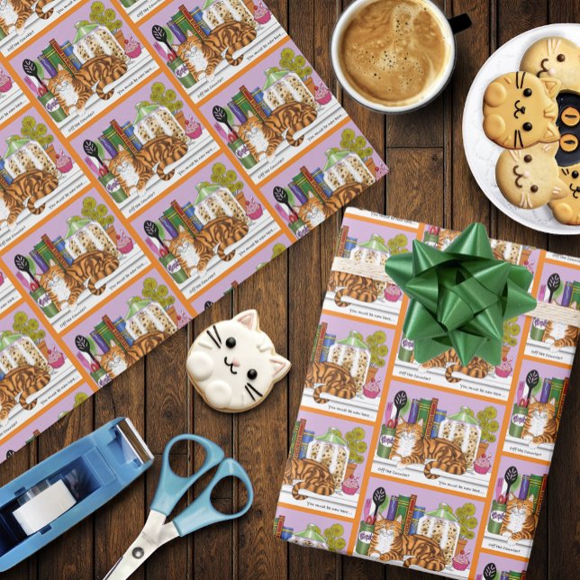 Papier Cadeau Comptoir de cuisine Orange Tabby Haut (Créateur téléchargé)