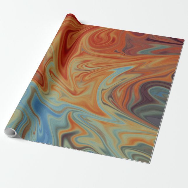 Papier Cadeau Conception Abstraite de Flammes et d'Eau | Meilleu (Déroulé)