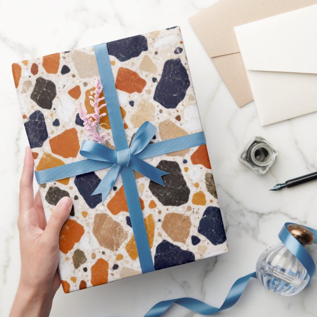 Papier Cadeau Conception Abstraite de Terrazzo Méditerranéen (Cadeaux)