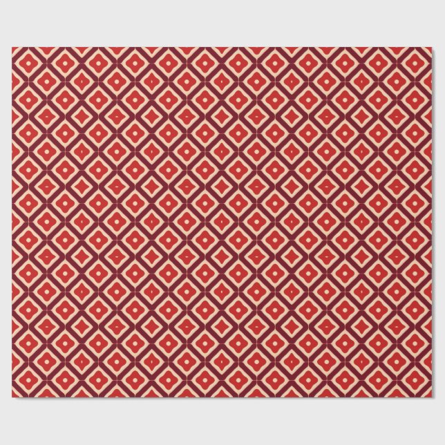 Papier Cadeau Conception Abstraite Géométrique Rouge (Plat)