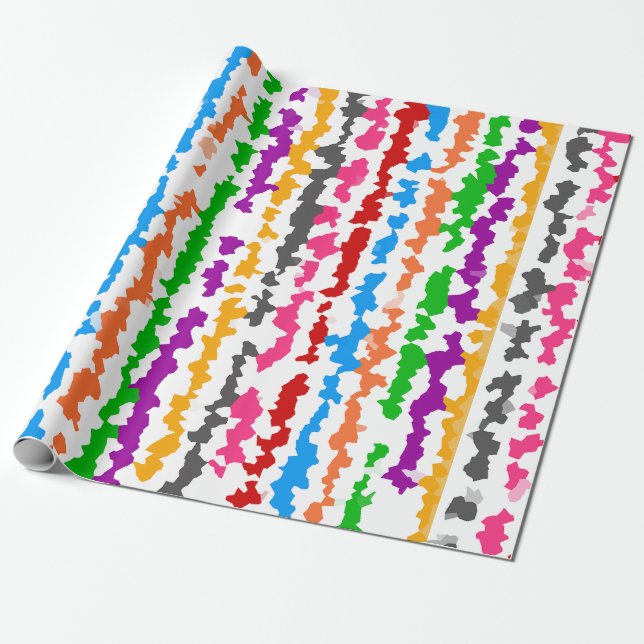 Papier Cadeau Conception Abstraite Irrégulière Colorée Blanche (Déroulé)
