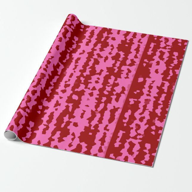 Papier Cadeau Conception Abstraite Irrégulière Rose Marron Rouge (Déroulé)