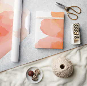 Papier Cadeau Conception aquarelle orange et rouge vibrante