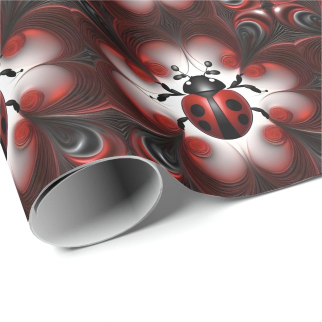 Papier Cadeau Conception artistique abstraite de coccinelle, (Coin rond)