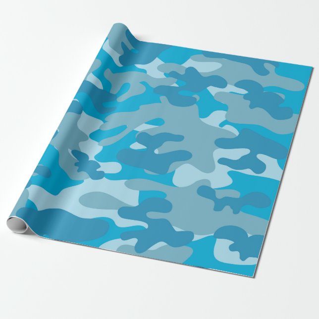 Papier Cadeau Conception bleue et grise de Camo (Déroulé)