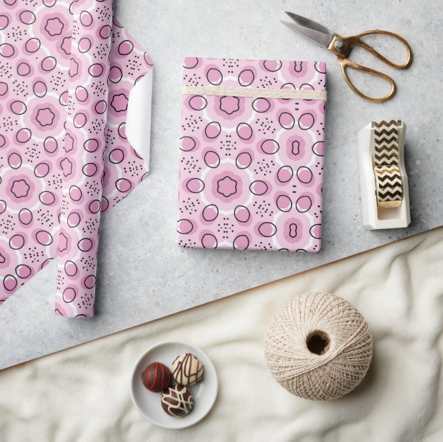 Papier Cadeau conception boho rose bébé (Artisanat)