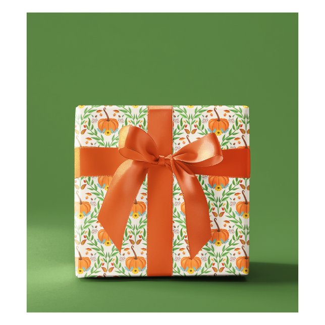Papier Cadeau Conception Botanique de Citrouille d'Automne (Créateur téléchargé)