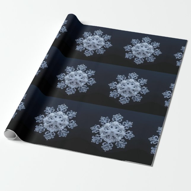 Papier Cadeau Conception complexe de flocon de neige sur Arrière (Déroulé)