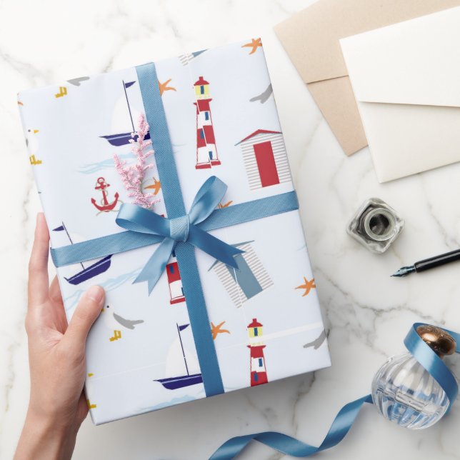 Papier Cadeau Conception côtière de phare et d'ancre nautique (Cadeaux)