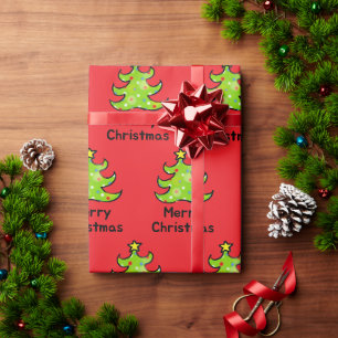 Papier Cadeau Conception d'arbre fantaisiste de Joyeux Noël
