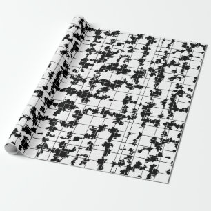 Papier Cadeau Conception d'art abstrait organique noir et blanc