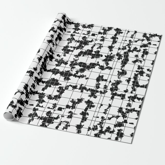 Papier Cadeau Conception d'art abstrait organique noir et blanc (Déroulé)