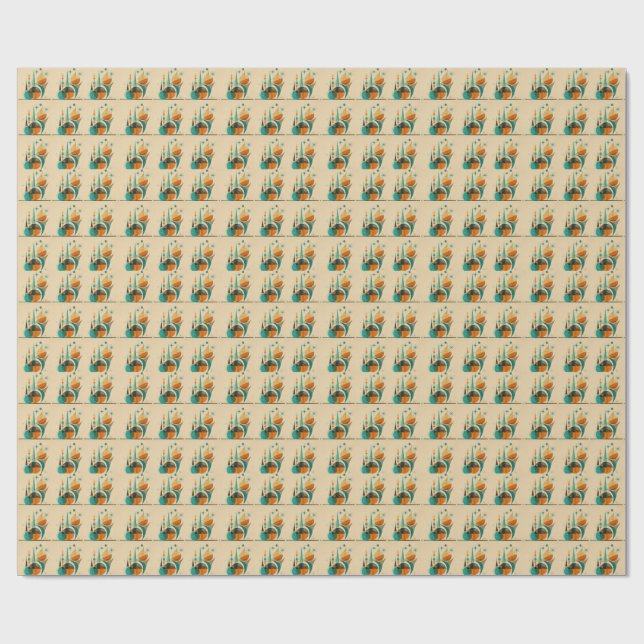 Papier Cadeau Conception d'art rétro géométrique abstrait du mil (Plat)