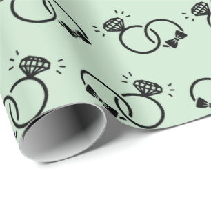 Papier Cadeau Conception de bagues de mariage classiques vert cl
