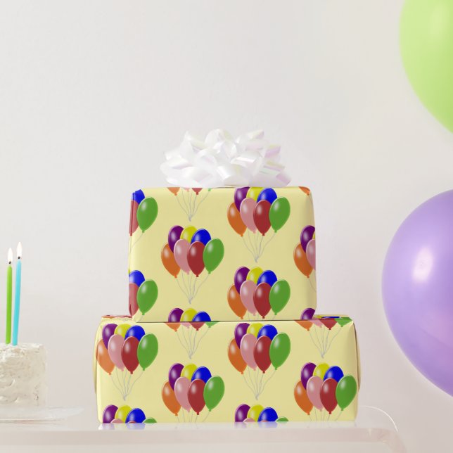 Papier Cadeau Conception de ballons Fond de couleur personnalisa (Cadeaux de fête)
