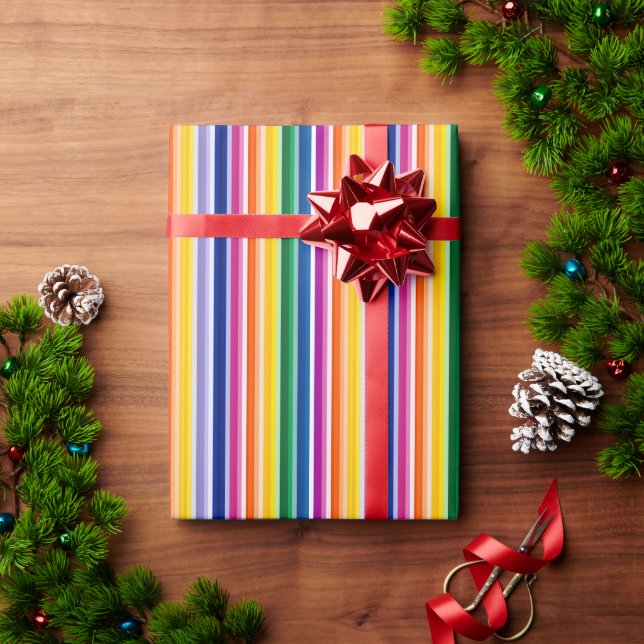 Papier Cadeau Conception de bandes verticales colorées (Cadeau de vacances)