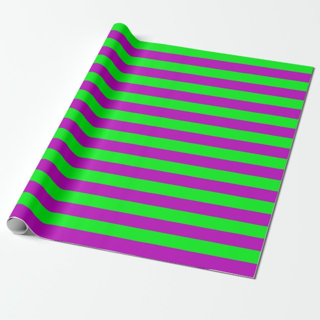 Papier Cadeau Conception de bandes violettes et vertes (Déroulé)