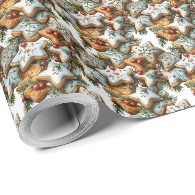 Papier Cadeau Conception de biscuits de Noël (Coin rond)