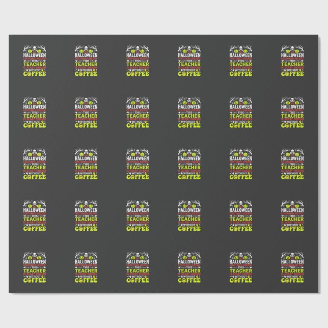 Papier Cadeau Conception de café assez effrayante pour Halloween (Plat)