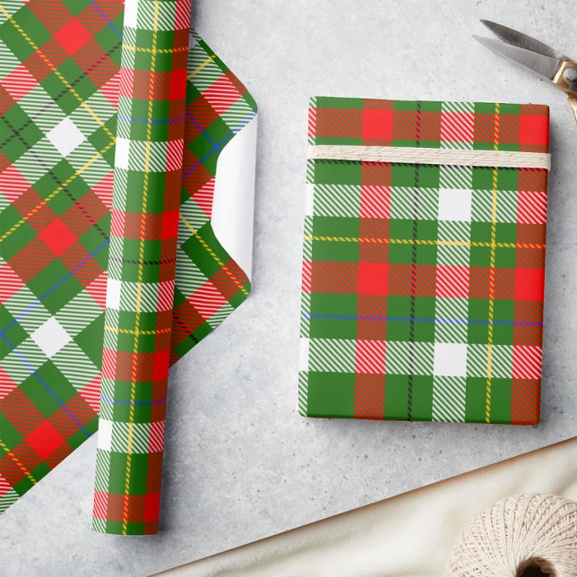 Papier Cadeau Conception de carreaux en flanelle rouge vert blan (Créateur téléchargé)