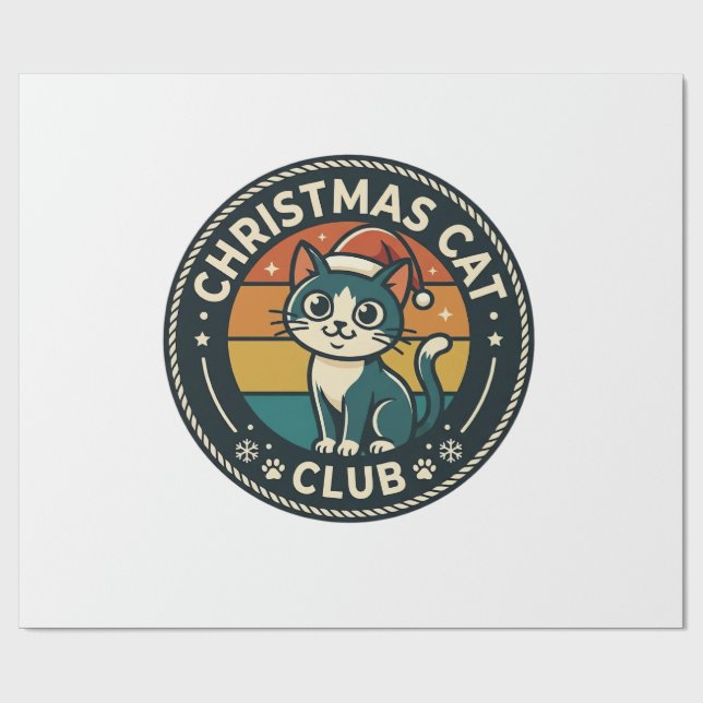 Papier Cadeau Conception de chat de Noël chaton mignon - Club de (Plat)