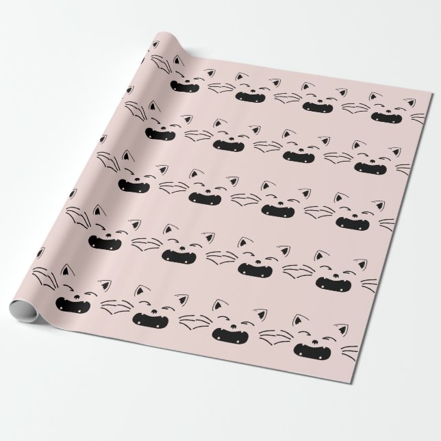 Papier Cadeau Conception de chat mignon | Illustration féline ad (Déroulé)