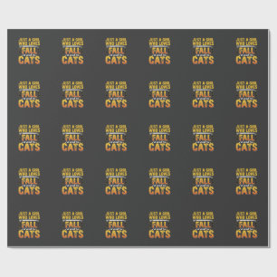 Papier Cadeau Conception de chats fille d'automne Halloween_1