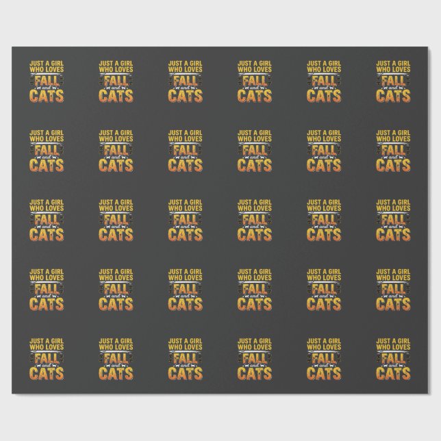 Papier Cadeau Conception de chats fille d'automne Halloween_1 (Plat)